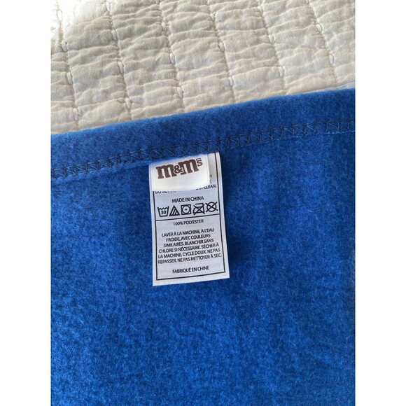 M&M Mars Candy Themed Football Blanket Blue Plush 50x63 inch - Picture 8 of 8